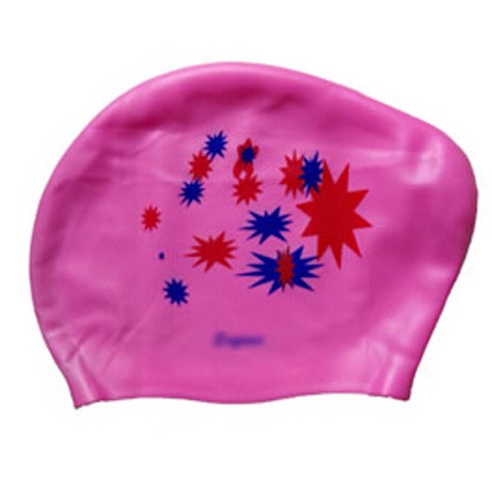 Pink Long Hair Swim Caps Waterproof Swimming Cap