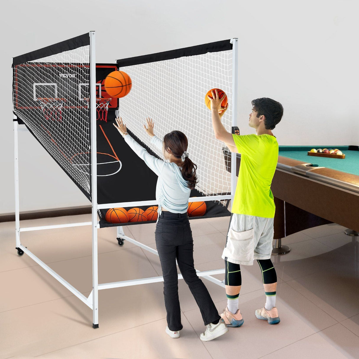 Interactive Dual Player Arcade Basketball Challenge - Home Game with Scoreboard & 8 Modes