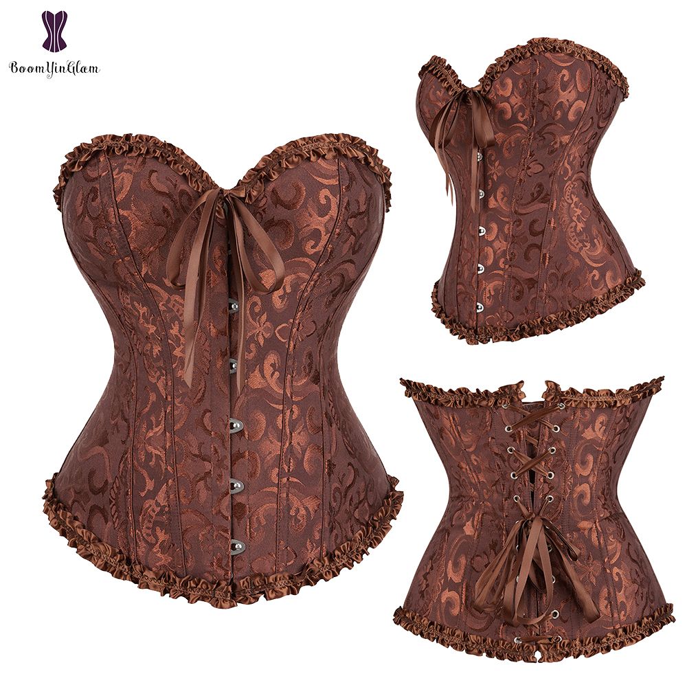 Sexy Women Steampunk Clothing Gothic Plus Size Corsets Lace Up Boned Over bust Bustier Waist trimmer Cincher Body Shaper Corselet S-6XL