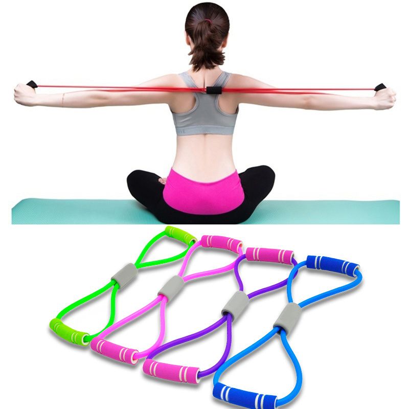 Foam Handle 8 Shape Elastic Band; Tension resistance Band for Abdomen Waist Arm Leg Stretching; Fitness Training