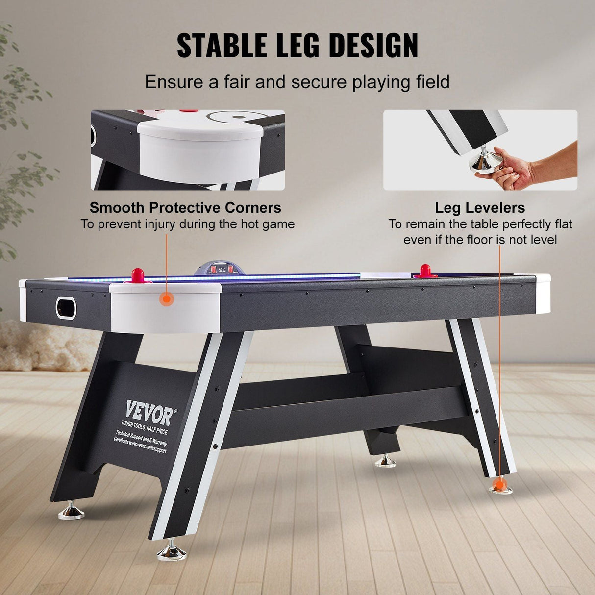 Air-Powered Hockey Table, 72" Indoor Hockey Table for Kids and Adults