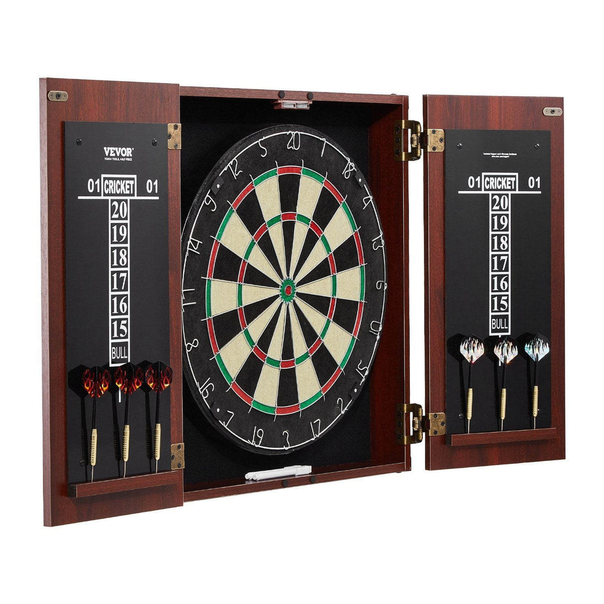 Dartboard and Cabinet Set Official Size Complete dart board Accessory Steel Tip Dart