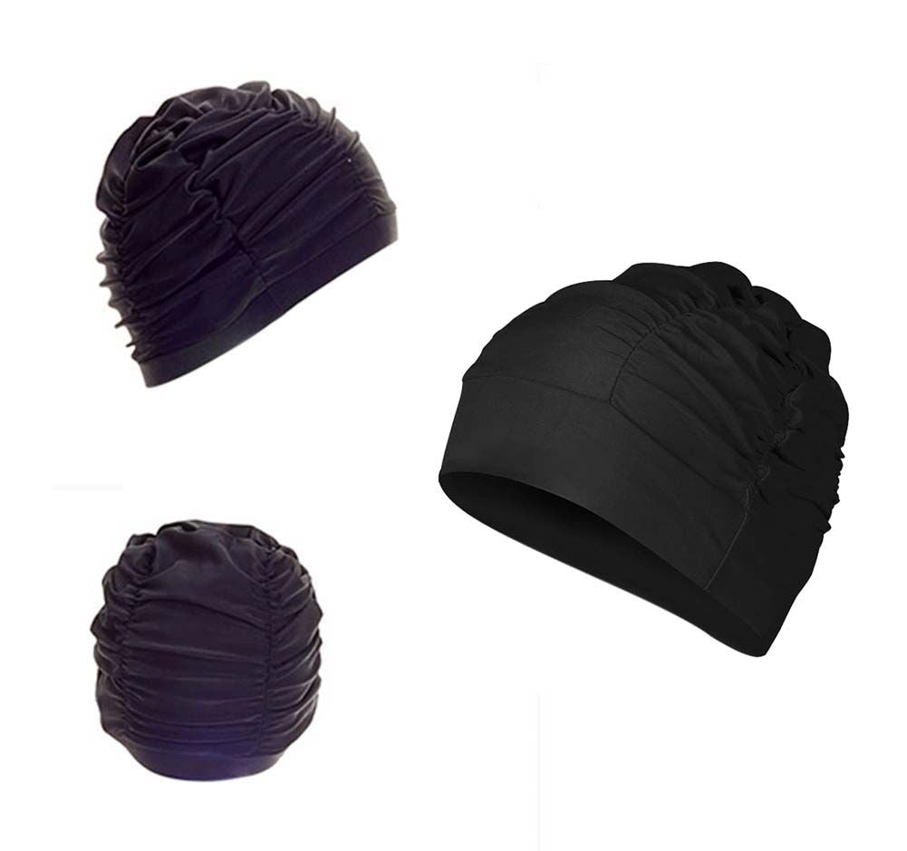 Swimming Cap Long Hair Swim Caps Waterproof Swimming Cap, Black
