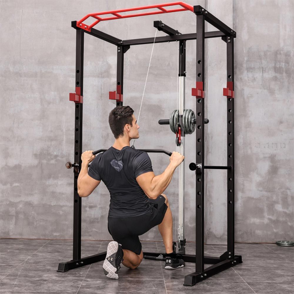 1000 lbs. Multi-functional Power Cage, Home Adjustable Pull up power Rack Comprehensive Fitness Barbell Rack