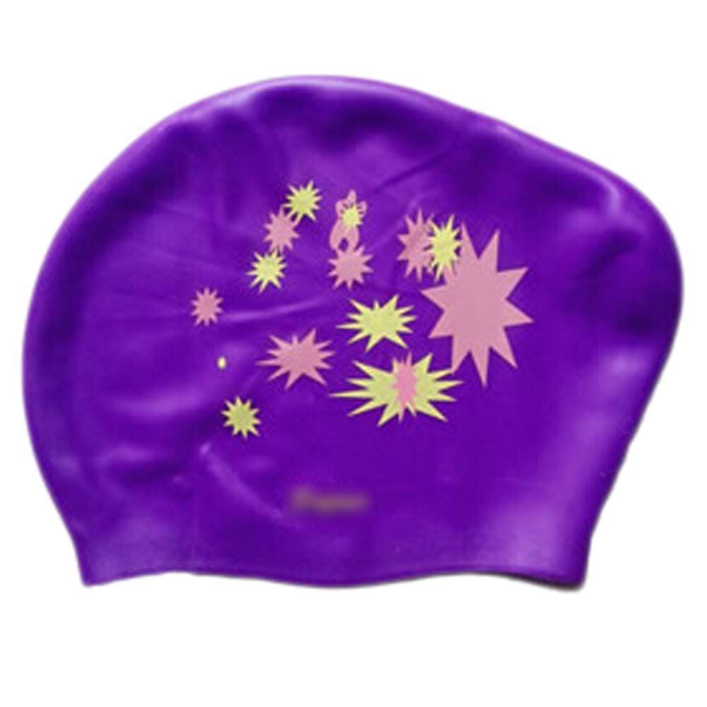 purple Long Hair Swim Caps Waterproof Swimming Cap