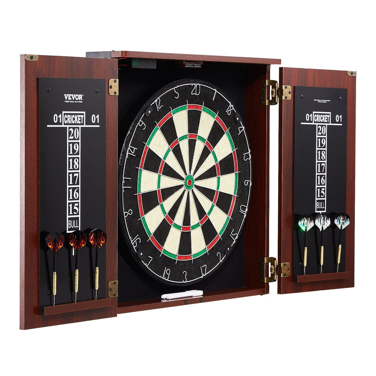 Dartboard and Cabinet Set Official Size Complete dart board Accessory Steel Tip Dart