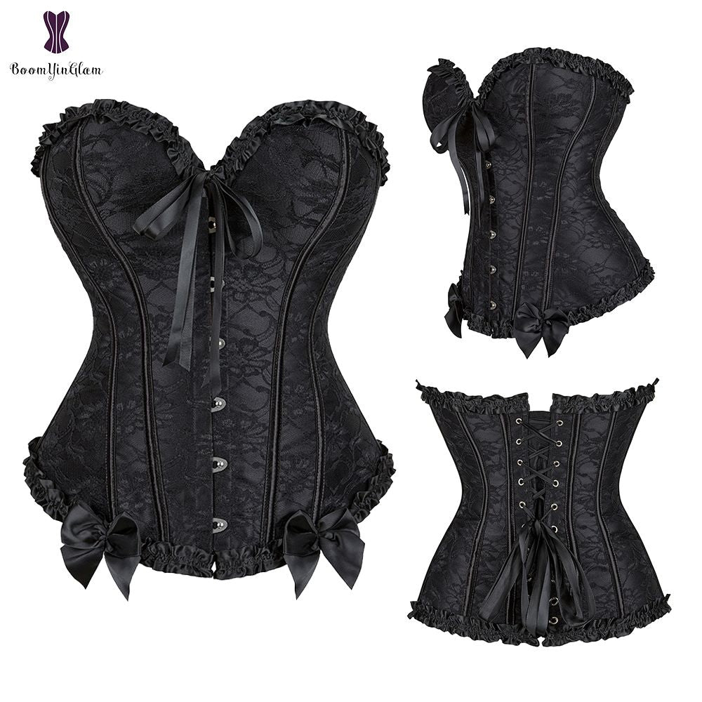 Sexy Women Steampunk Clothing Gothic Plus Size Corsets Lace Up Boned Over bust Bustier Waist trimmer Cincher Body Shaper Corselet S-6XL