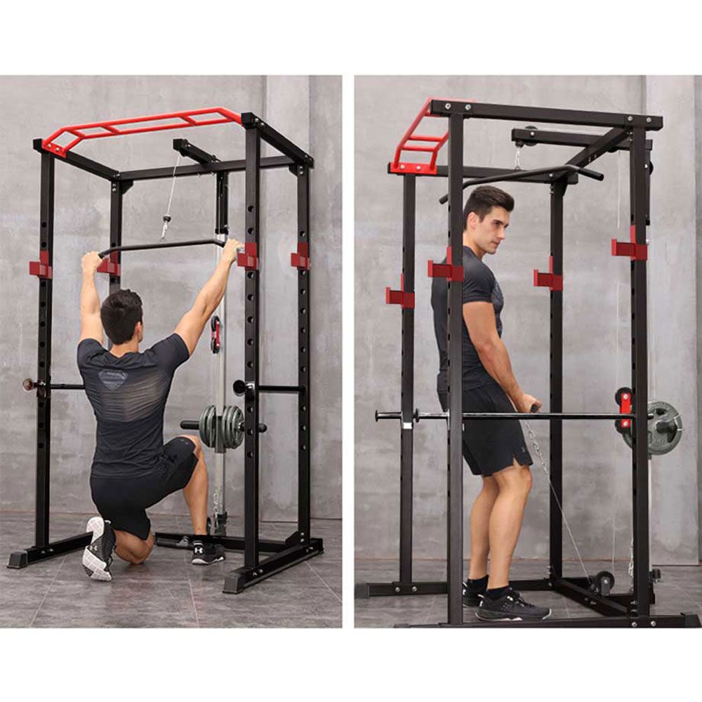 1000 lbs. Multi-functional Power Cage, Home Adjustable Pull up power Rack Comprehensive Fitness Barbell Rack