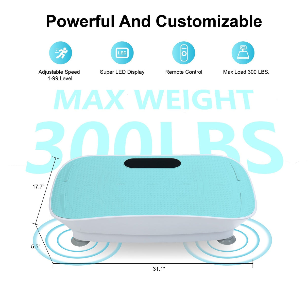 Silent Vibration Plate Crazy Fitness Massage 10-Frequency Weight Loss & Fat Burner Body Shaking Machine For Unisex Blue