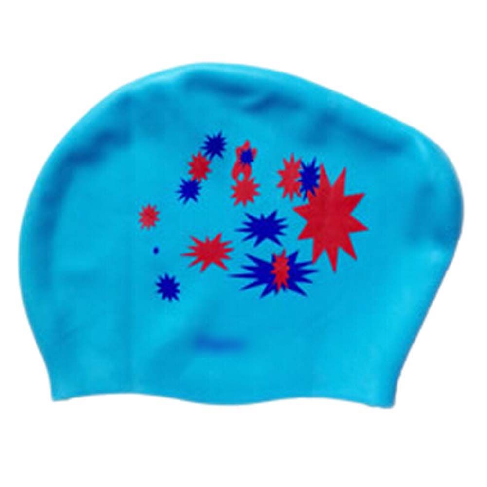 blue Long Hair Swim Caps Waterproof Swimming Cap,