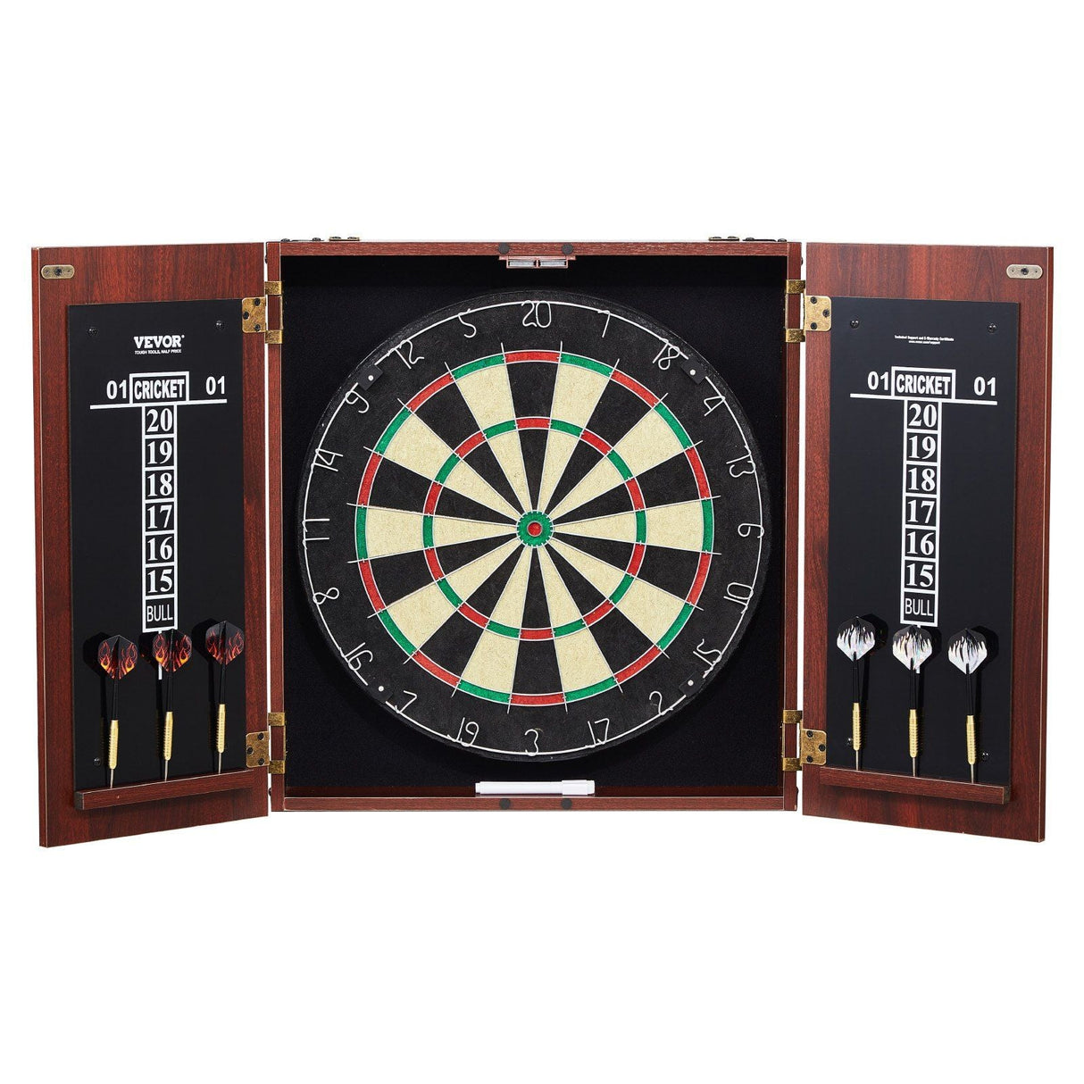 Dartboard and Cabinet Set Official Size Complete dart board Accessory Steel Tip Dart
