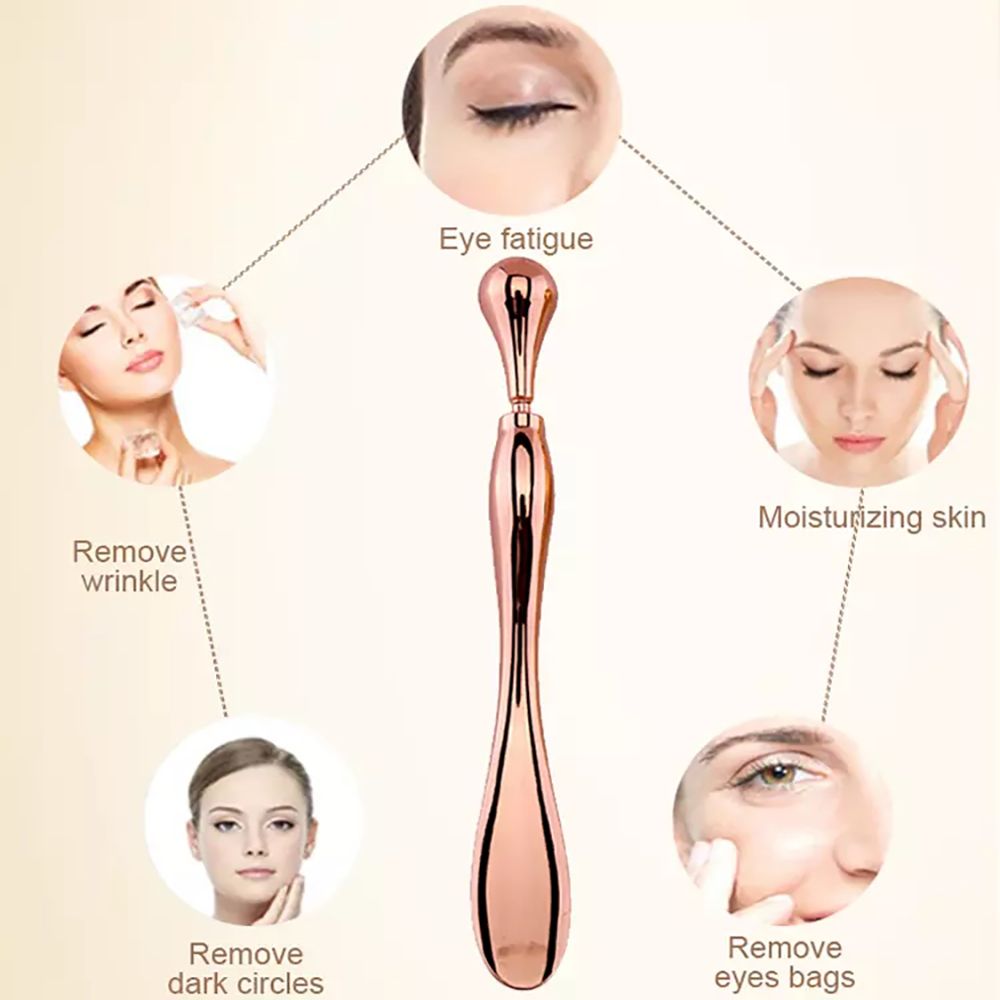 Facial Eye Cream Massager Stick with Metal Wand Applicator for Smooth Skin