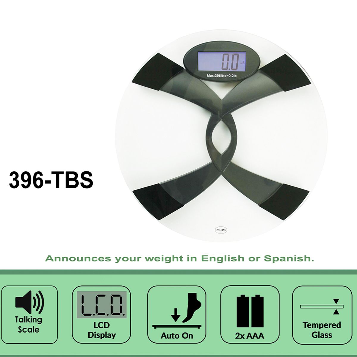 396TBS TALKING BATHROOM WEIGHT SCALE 396LBS