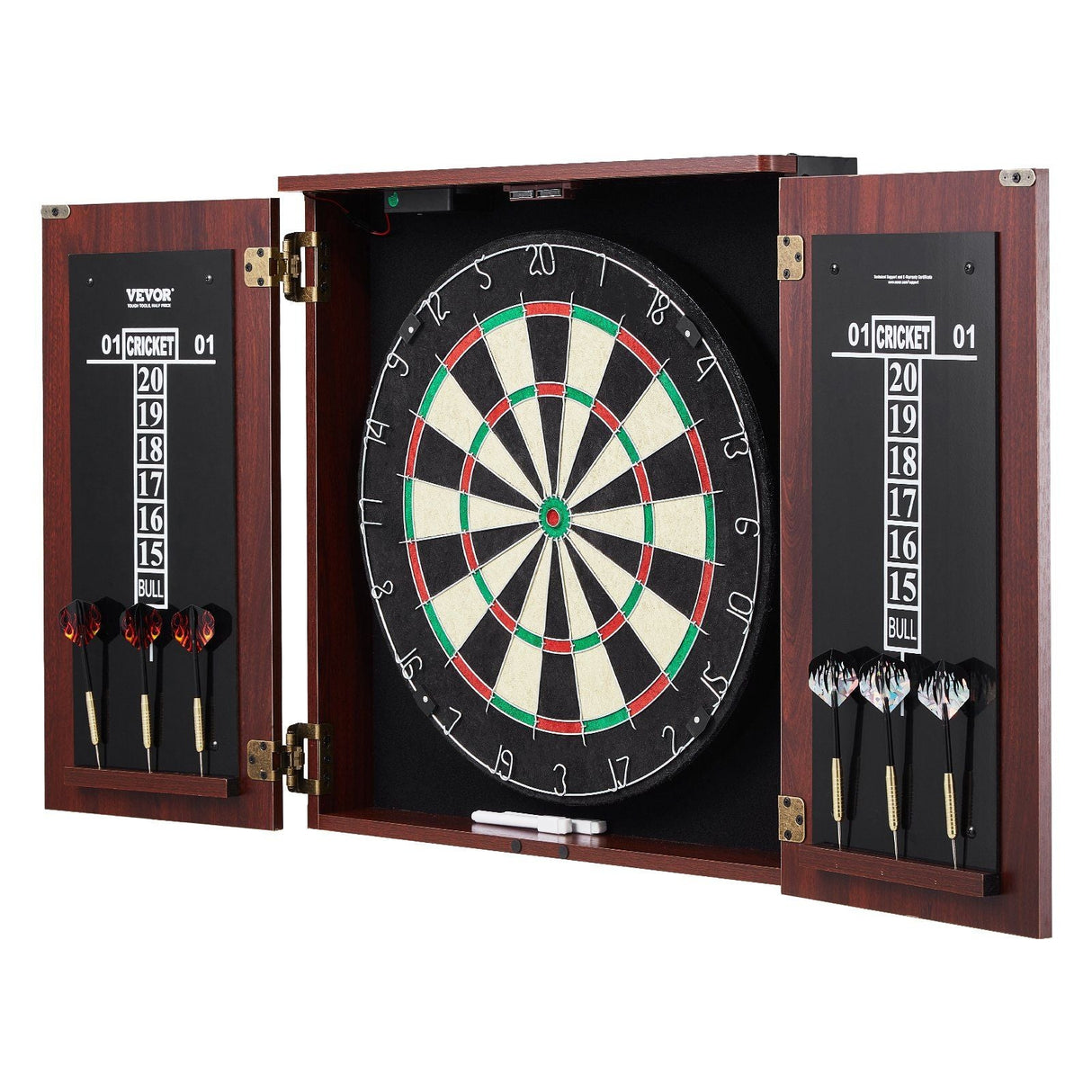 Dartboard and Cabinet Set Official Size Complete dart board Accessory Steel Tip Dart