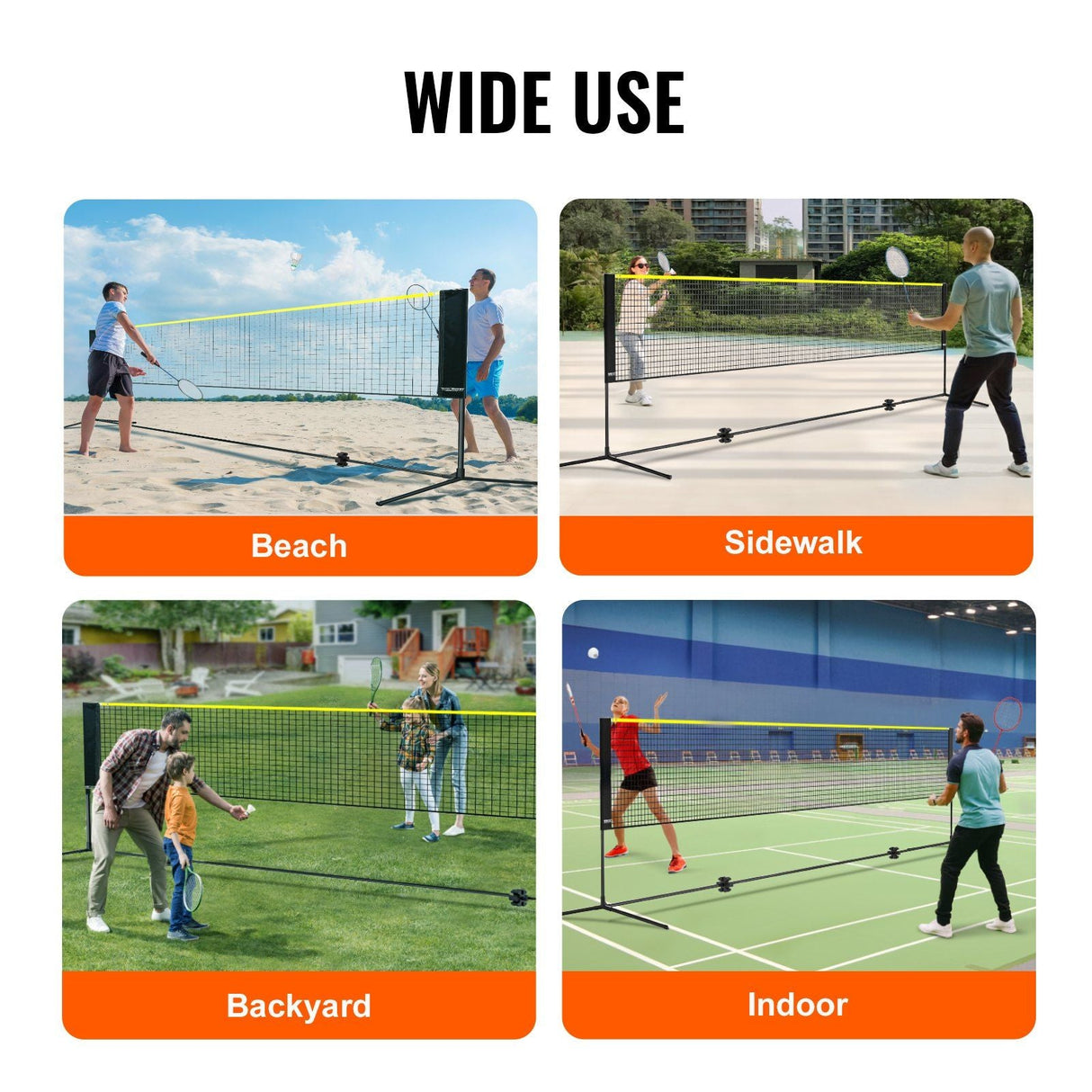 Badminton Net, Height Adjustable Volleyball Net, 20ft Wide Foldable Pickleball Net, Portable Tennis Net Set with Poles, Stand, Bag,