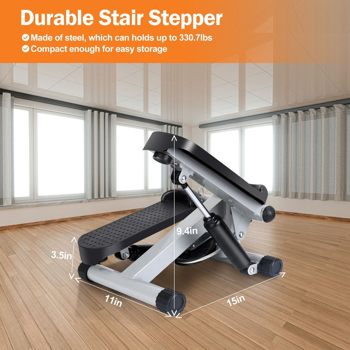 stepper machine, Stepper for Exercise Mini Fitness Stepper with 2 Resistance Bands LCD Monitor Max 330.7LBS Load Stair Stepper Quiet Stepper