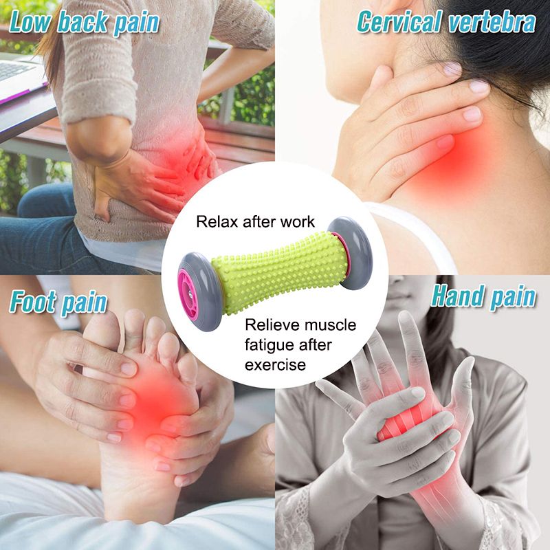 Foam Roller Massage for Relief Plantar Fasciitis and Heel Foot Arch Pain Reflexology Massager for Back Leg Hand Muscle Relaxation
