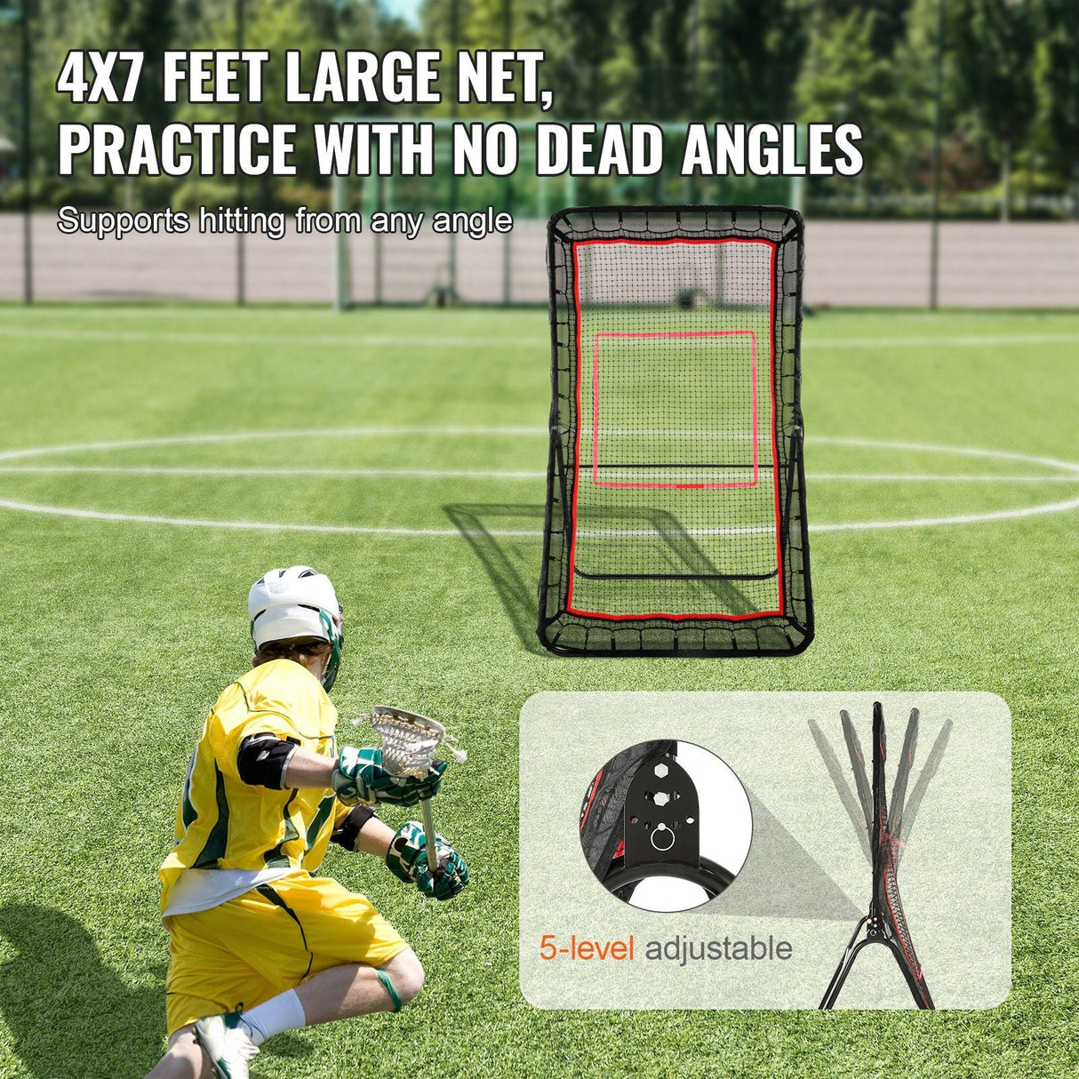 Lacrosse Rebounder for Backyard, 4x7 Ft Volleyball Bounce Back Net,