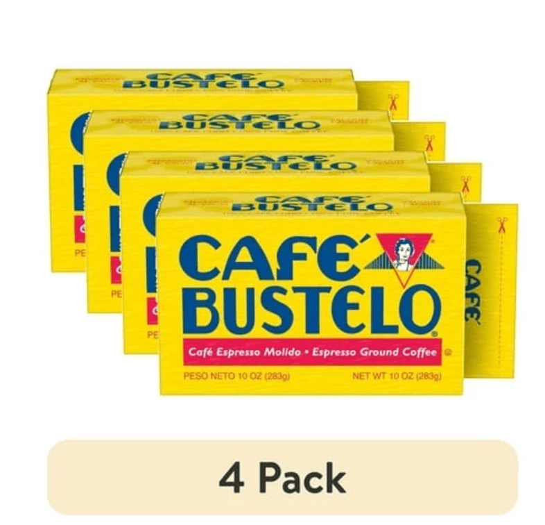 (4 pack) Cafe Bustelo, Espresso Style Dark Roast Ground Coffee, Vacuum-Packed 10 oz. Brick