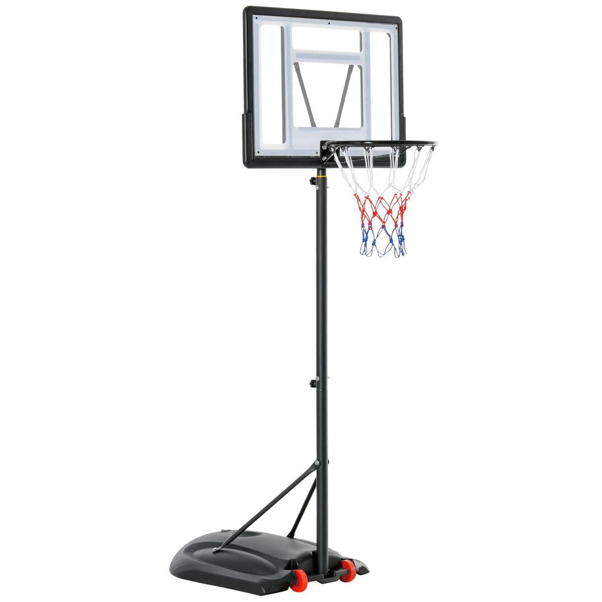 Soozier Freestanding Basketball Hoop Stand 5.5ft-7.5ft Adjustable Transparent Backboard with Wheels for Teens