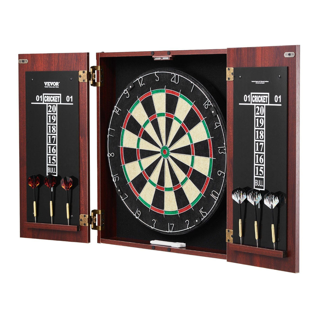 Dartboard and Cabinet Set Official Size Complete dart board Accessory Steel Tip Dart