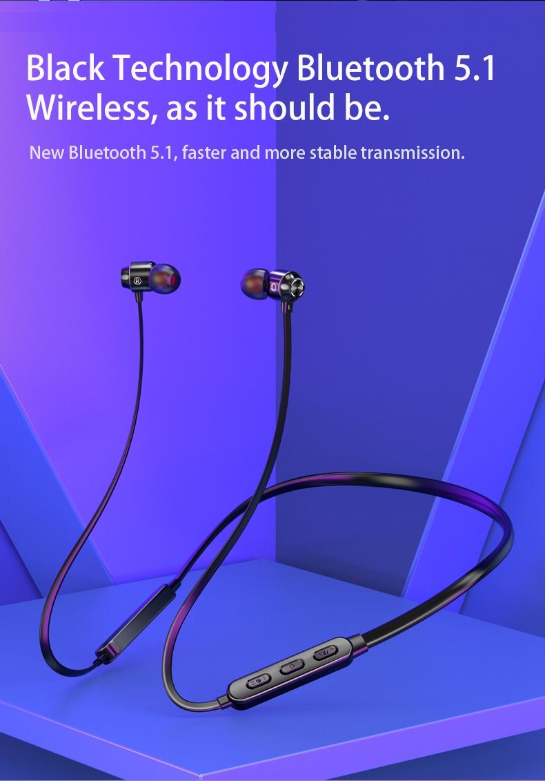 Neck-mounted Wireless earbuds Sports Headphones Neck Bluetooth 5.3 In-Ear Metal Earphones