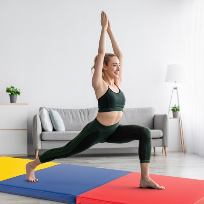 Portable Tri-Fold Gym Mat with Handles for Yoga