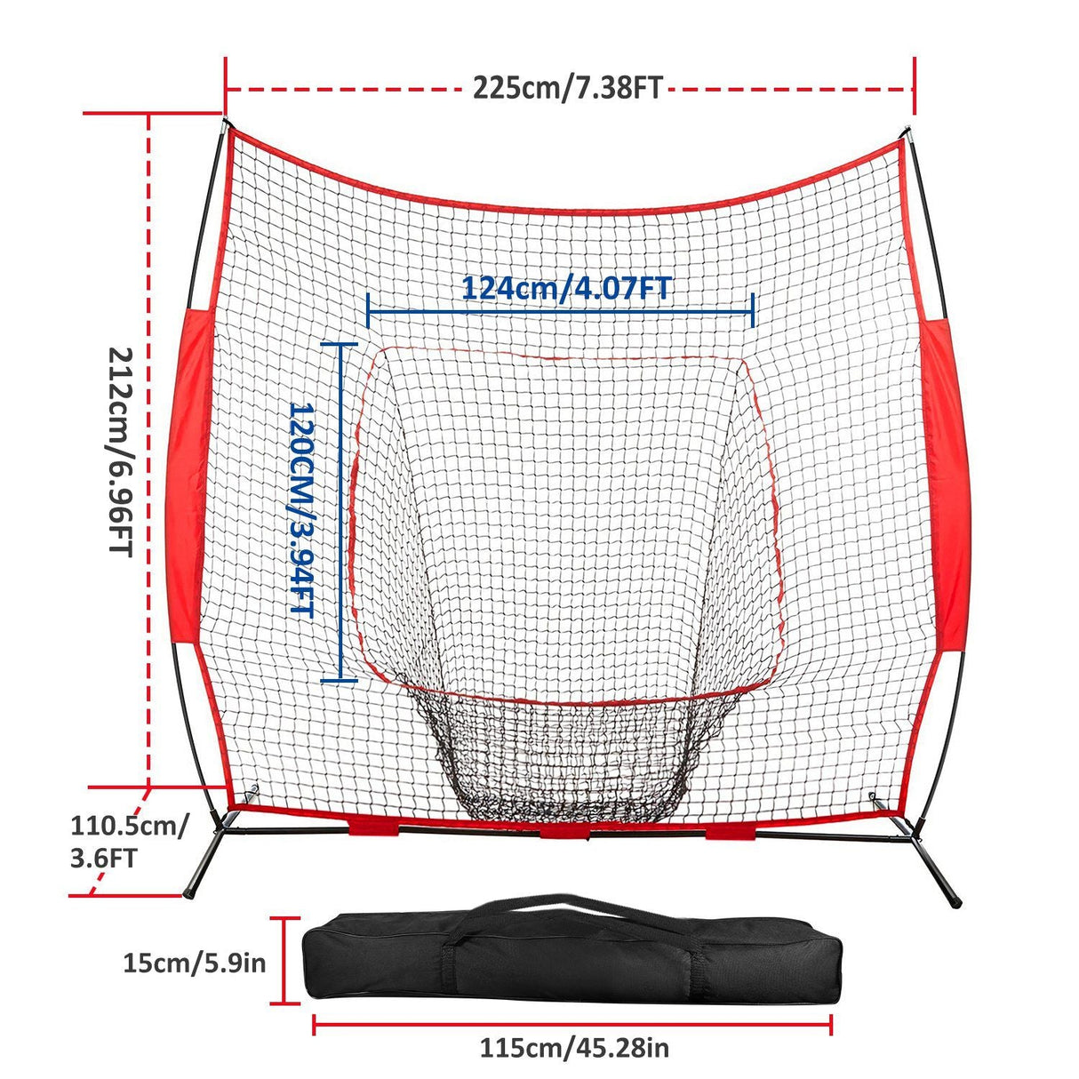7x7ft Baseball Softball Tee ball Practice softball Net Batting Hitting Pitching Training baseball Net