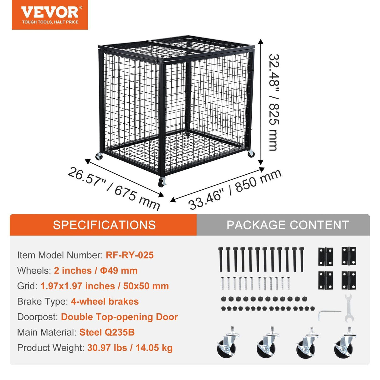 Heavy-Duty Sports Ball Storage Cart with Lockable Basketball Cage and Double Lids