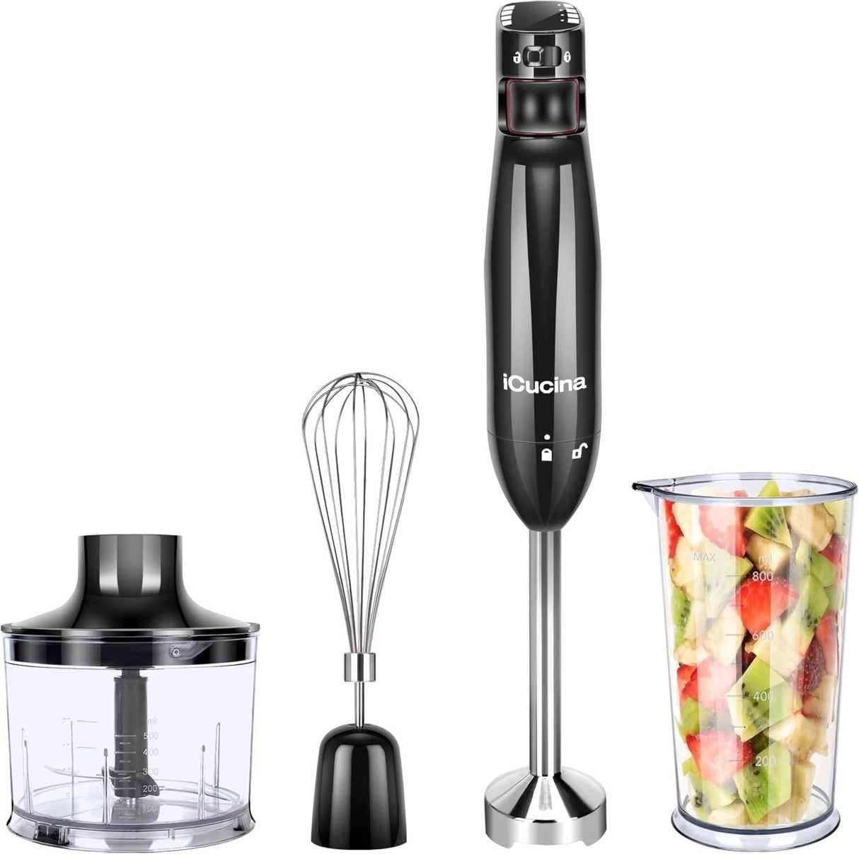 4-in-1 iCucina Immersion Blender with Variable Speed Control