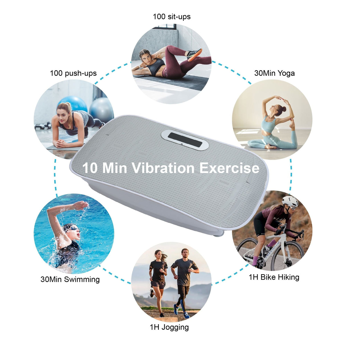Full Body Vibration Plate Crazy Fitness Massage 10-Frequency Weight Loss & Fat Burner Shaking Machine For Unisex Grey 034