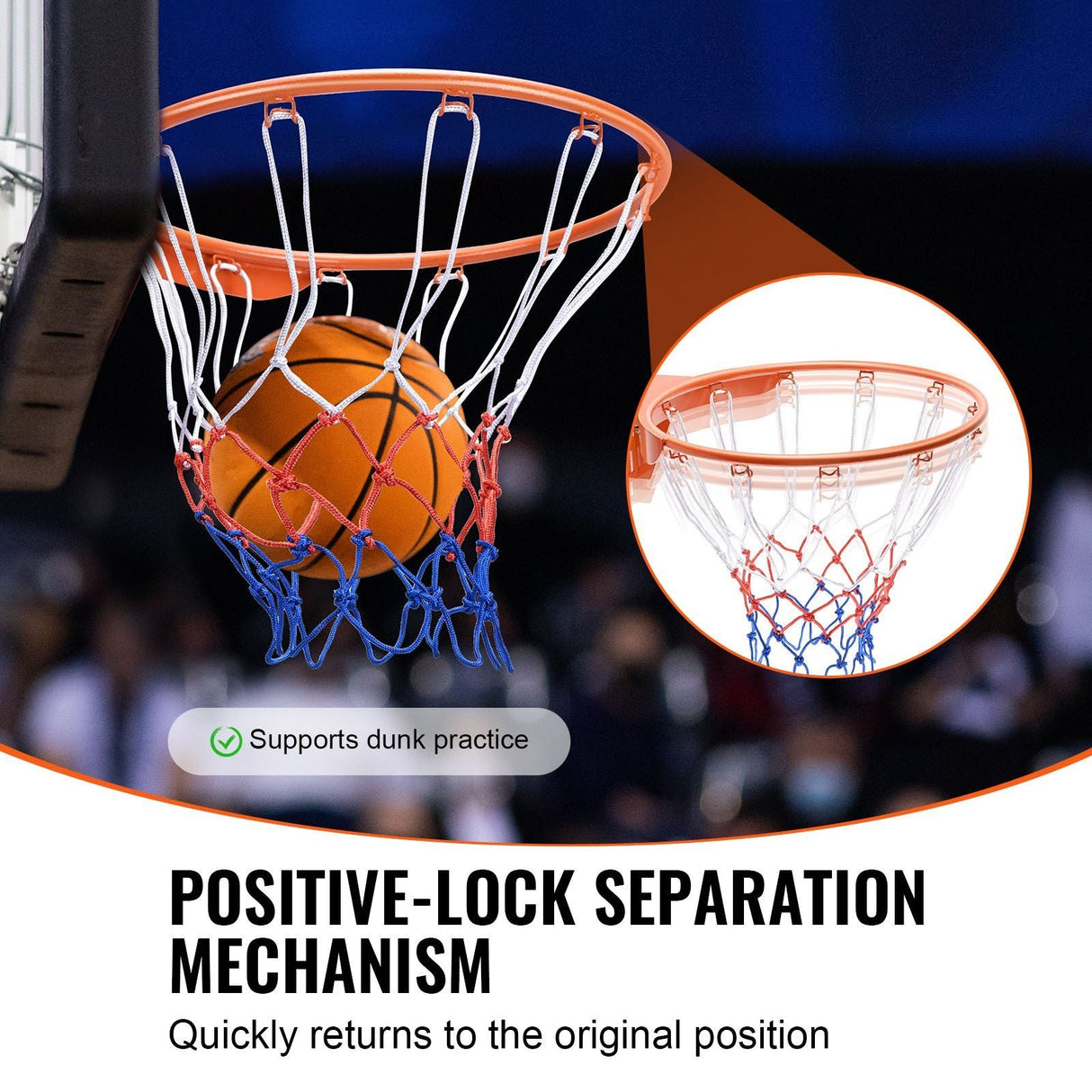 Durable Wall-Mounted Basketball Rim with Net - Indoor/Outdoor Basketball Goal