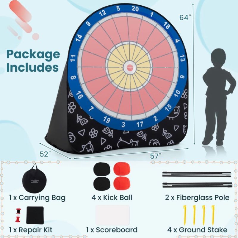 Lawn Games Large Dart Board with Kick Balls