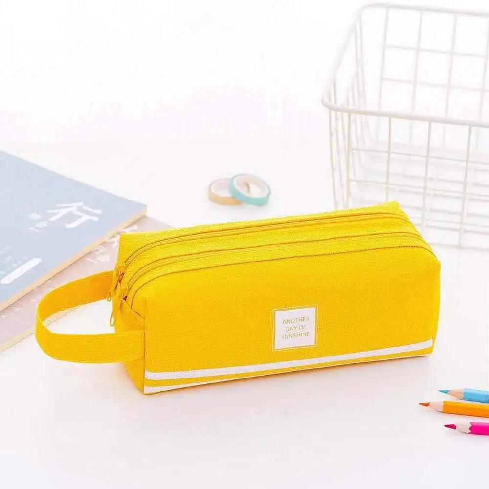 Durable Simple Large Capacity School Stationery Double Layer Case Students Unique Design High Quality Office Handbag Pencil Case