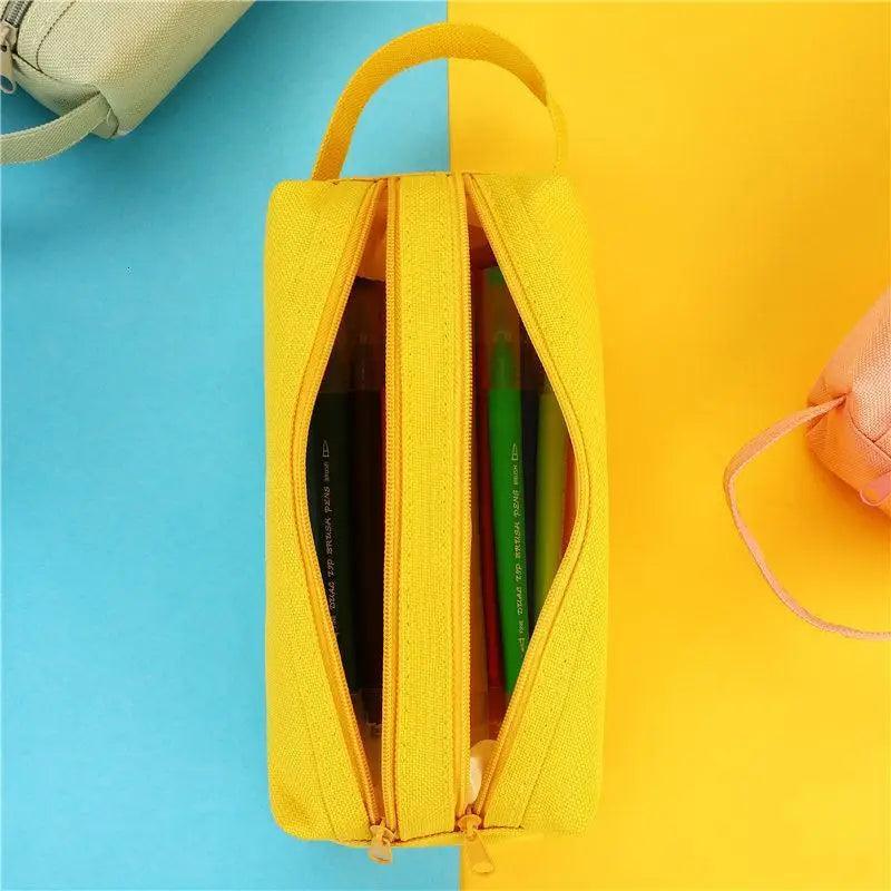 Durable Simple Large Capacity School Stationery Double Layer Case Students Unique Design High Quality Office Handbag Pencil Case