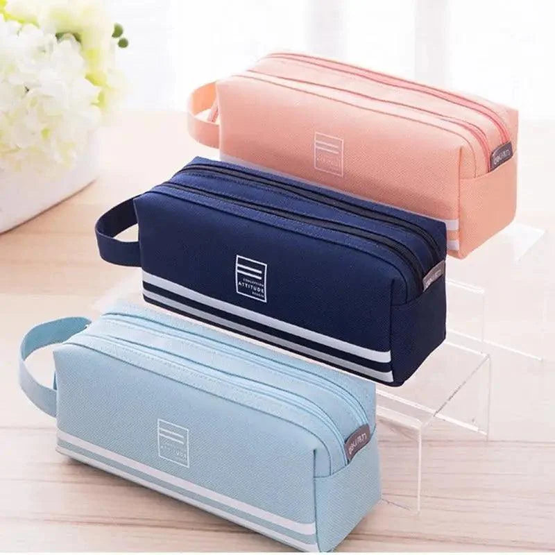 Durable Simple Large Capacity School Stationery Double Layer Case Students Unique Design High Quality Office Handbag Pencil Case