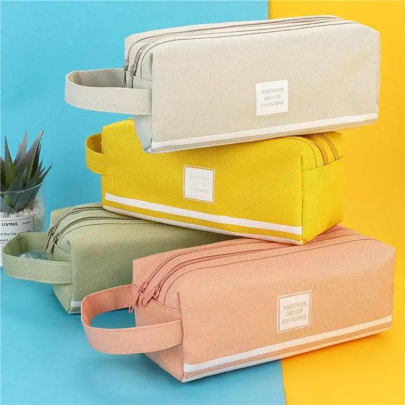 Durable Simple Large Capacity School Stationery Double Layer Case Students Unique Design High Quality Office Handbag Pencil Case