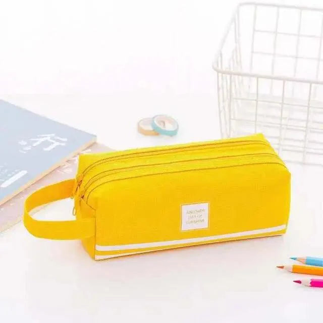 Durable Simple Large Capacity School Stationery Double Layer Case Students Unique Design High Quality Office Handbag Pencil Case