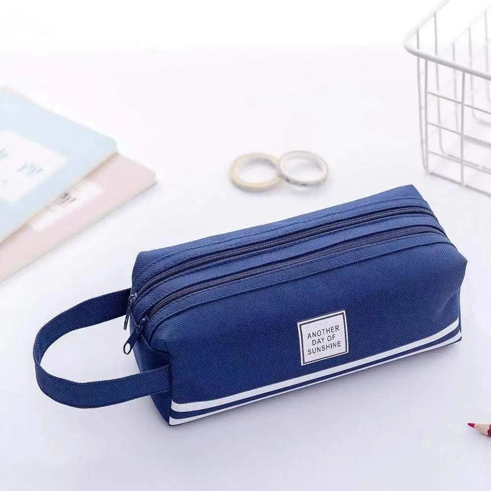 Durable Simple Large Capacity School Stationery Double Layer Case Students Unique Design High Quality Office Handbag Pencil Case