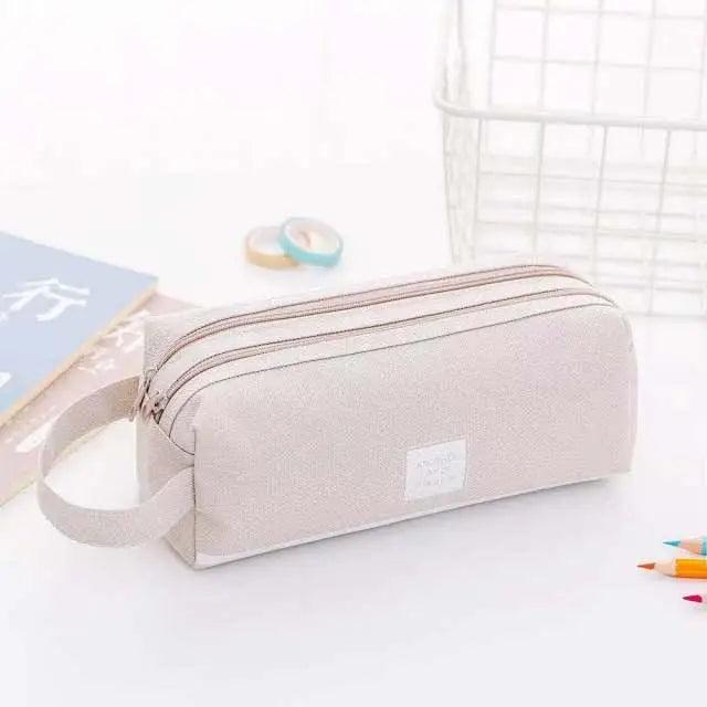 Durable Simple Large Capacity School Stationery Double Layer Case Students Unique Design High Quality Office Handbag Pencil Case