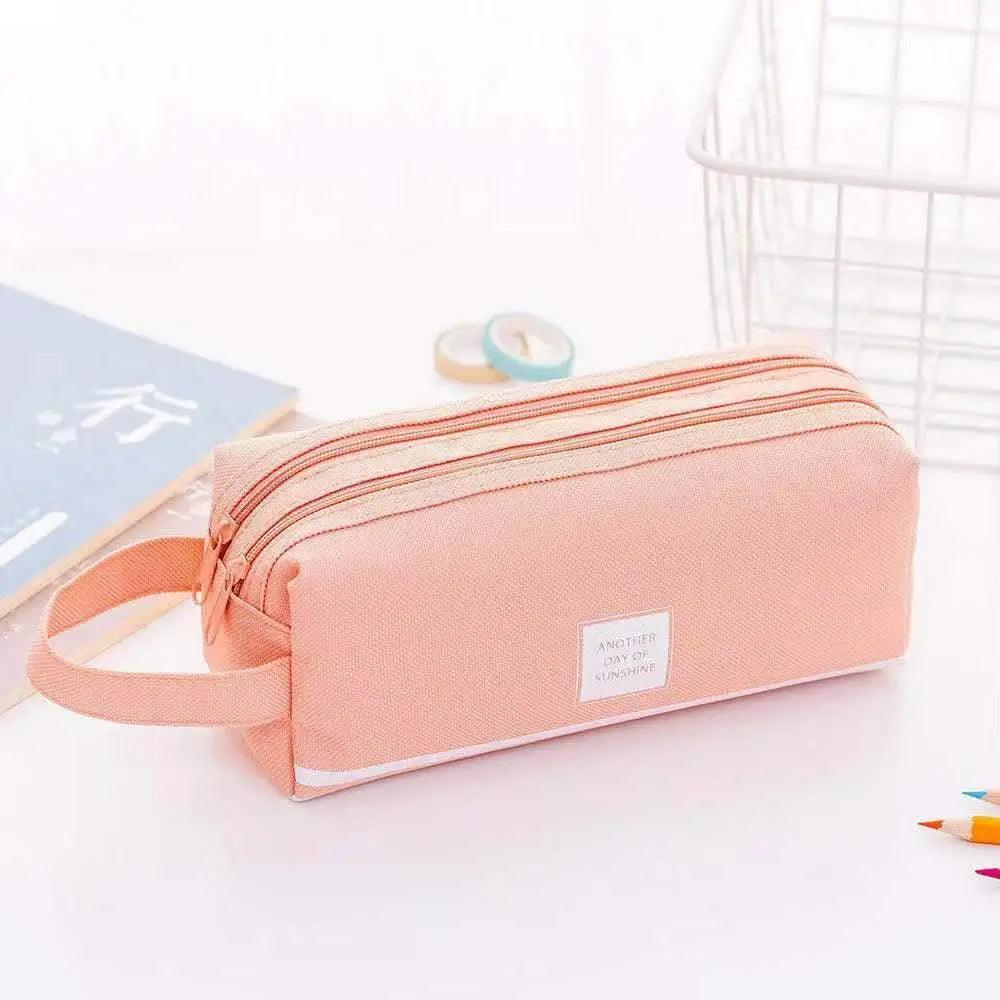 Durable Simple Large Capacity School Stationery Double Layer Case Students Unique Design High Quality Office Handbag Pencil Case