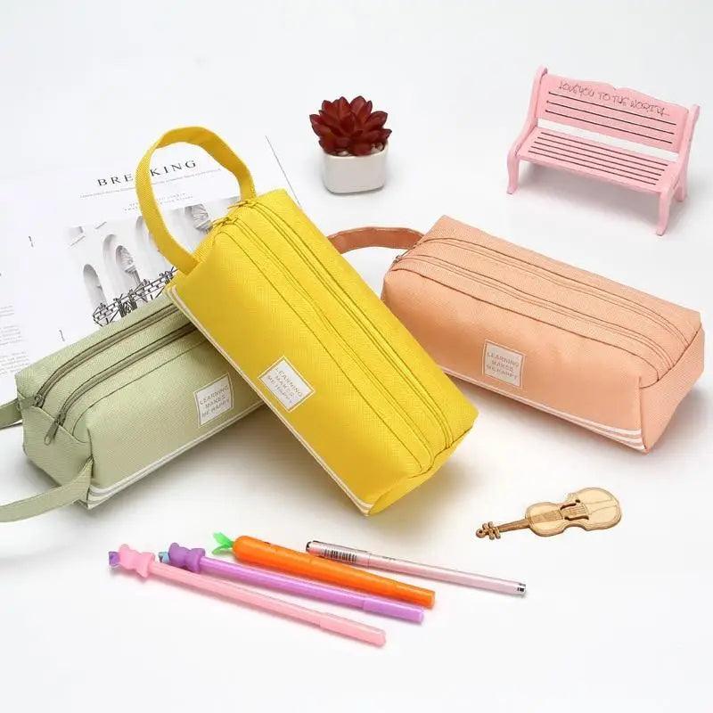 Durable Simple Large Capacity School Stationery Double Layer Case Students Unique Design High Quality Office Handbag Pencil Case