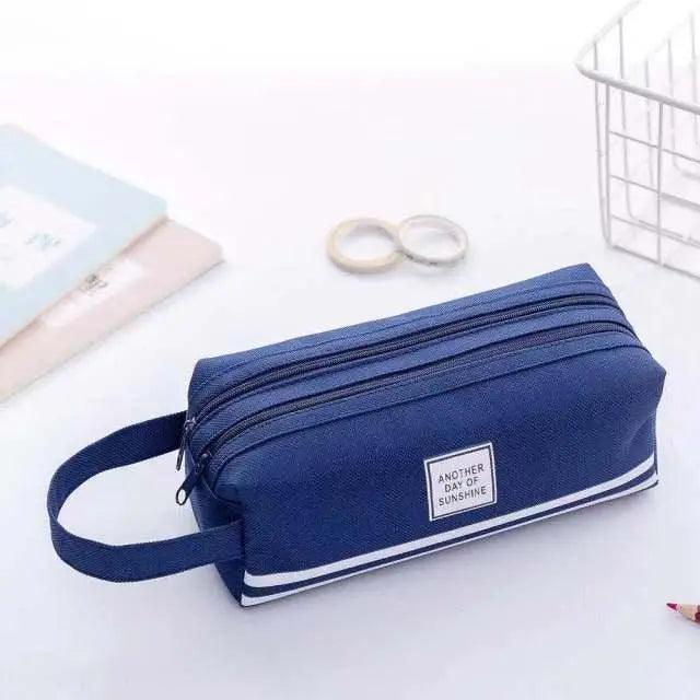 Durable Simple Large Capacity School Stationery Double Layer Case Students Unique Design High Quality Office Handbag Pencil Case
