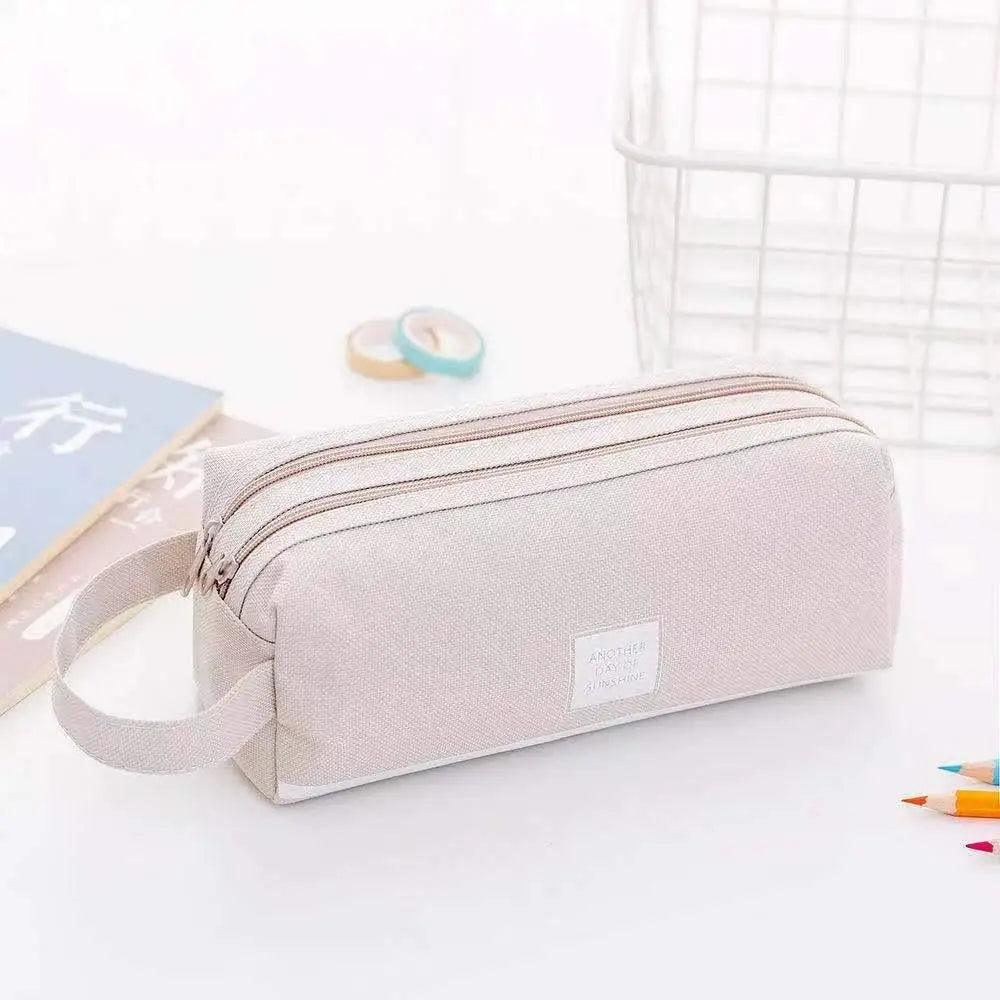 Durable Simple Large Capacity School Stationery Double Layer Case Students Unique Design High Quality Office Handbag Pencil Case