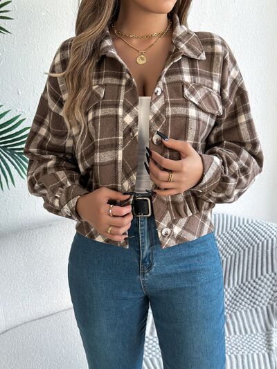 Classic Plaid Button Up Long Sleeve Jacket Women Cozy Trendy Everyday Wear Simple Jacket