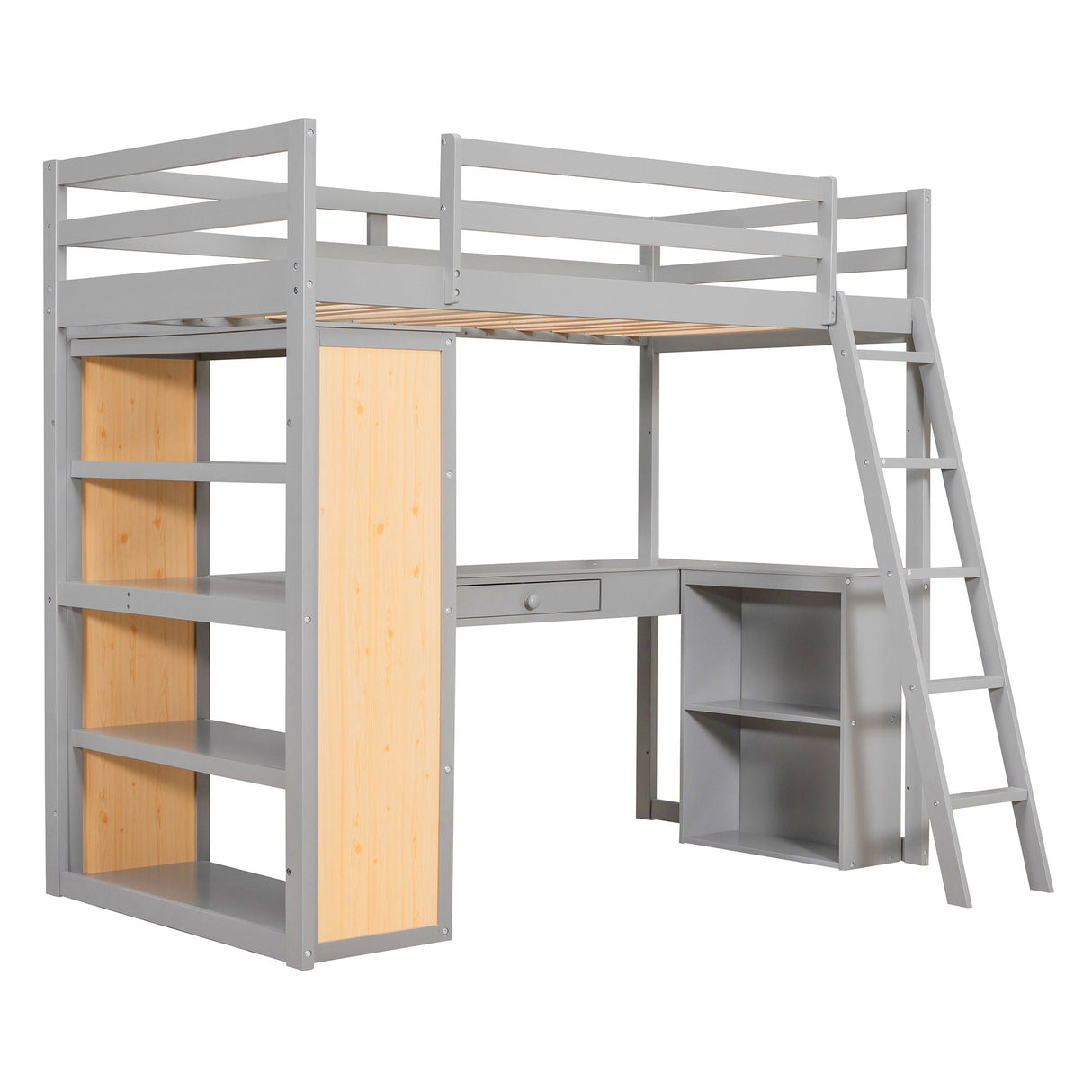 Loft Bed With Ladder, Shelves, And Desk by Couch.com