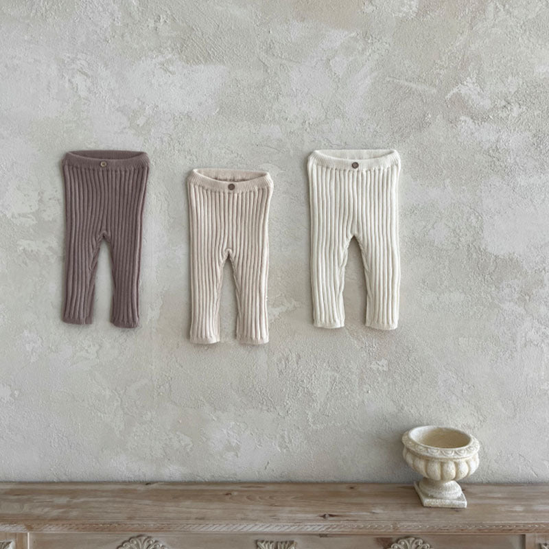 Infant Toddler Home Wearable Sunken Stripe Knitted Leggings