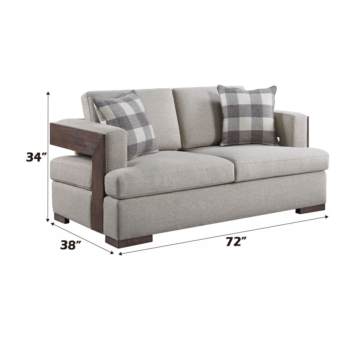 Niamey Loveseat With 2 Toss Pillows - Walnut
