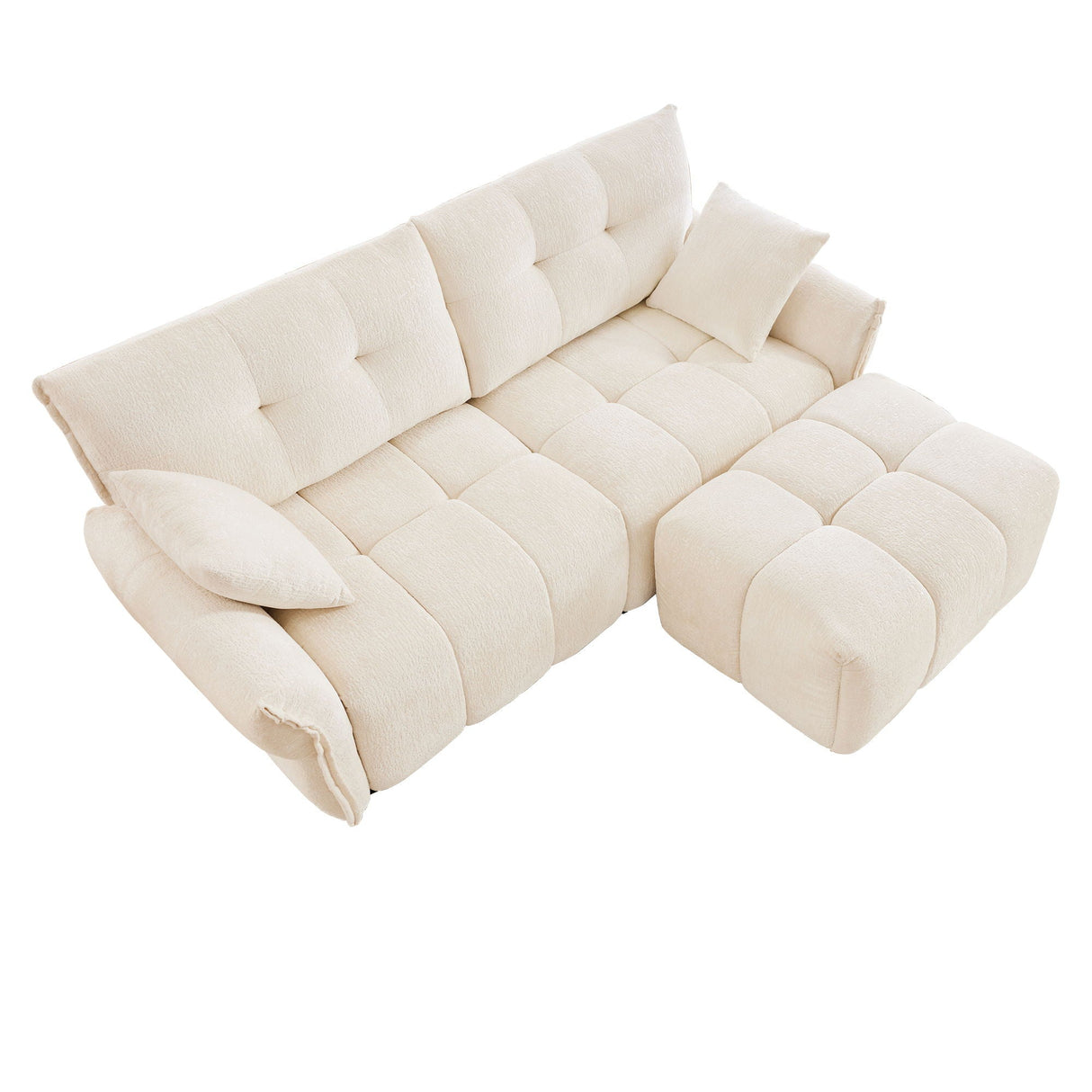 Elegant Sofa Set With Ottoman And Pillows, Textured Chenille, High Resilience Cushions by Couch.com