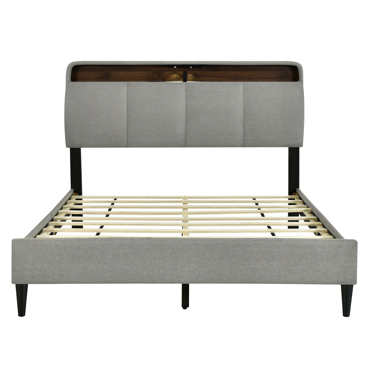 Upholstered Platform Bed With Storage Headboard, Sensor Light And A Set Of Sockets And USB Ports by Couch.com